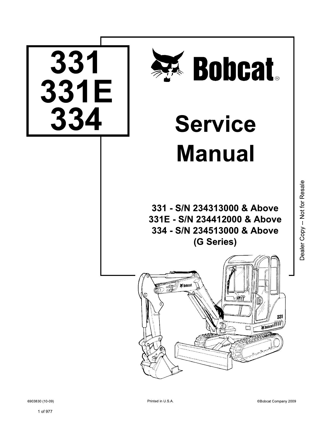 331 331E 334 Excavator Service Manual Bobcat 3